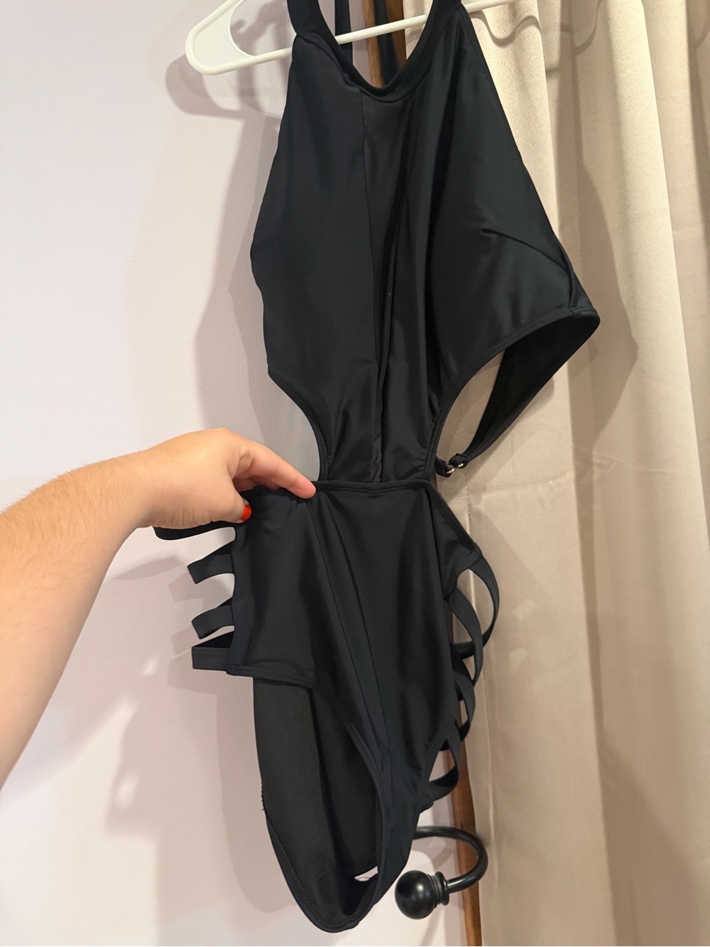 Black Ladies One-Piece Monkini Swimsuit